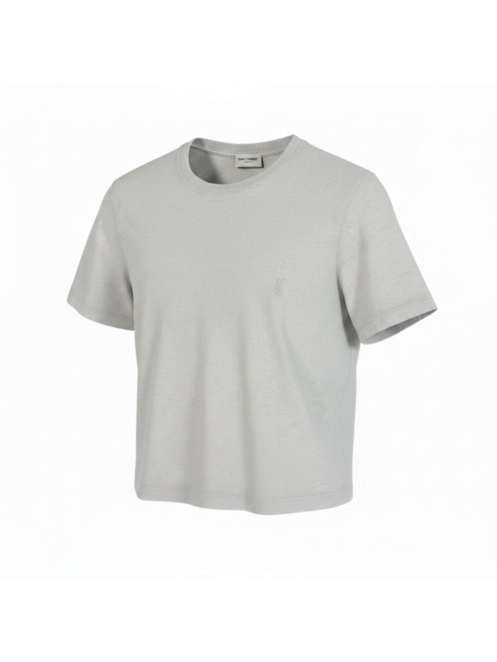 Saint Laurent Cropped Crew Neck Short Sleeve T-Shirt YSL Logo Embroidery